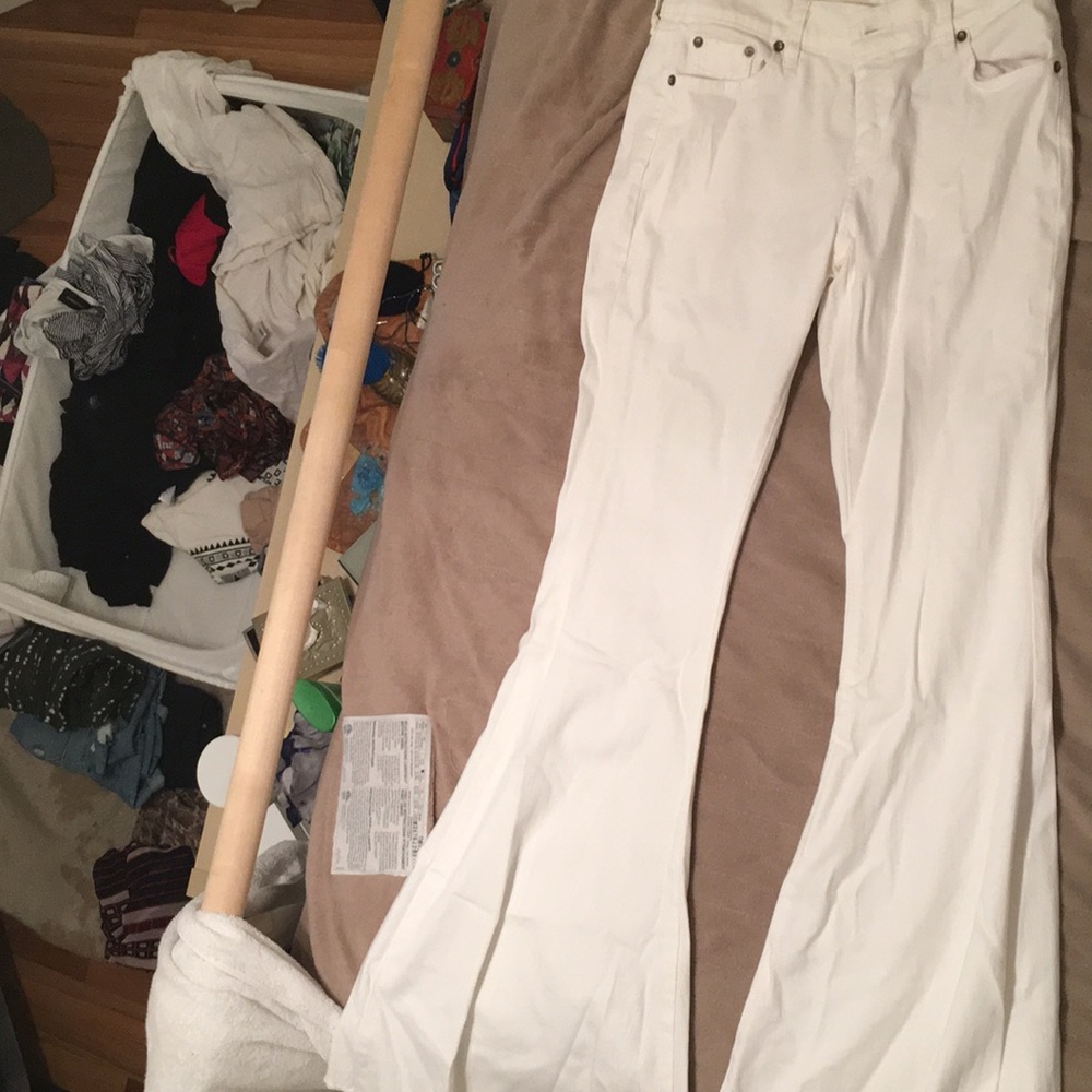 Free people extra flare white jeans